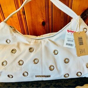 Steve Madden White Grommet Hobo Bag